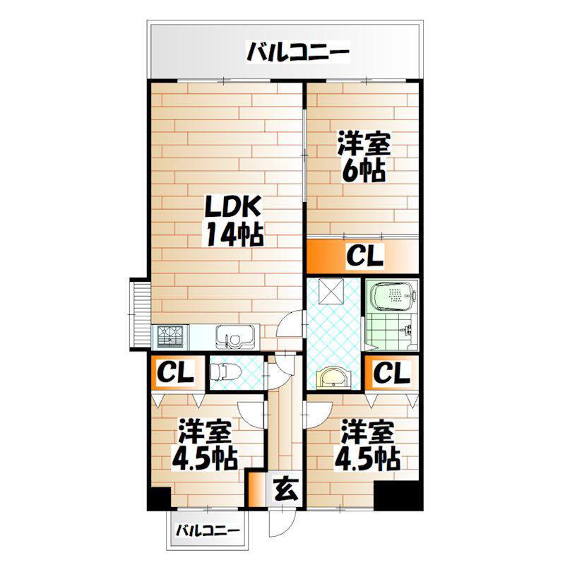 リアライズ到津(3LDK/2階)の間取り写真