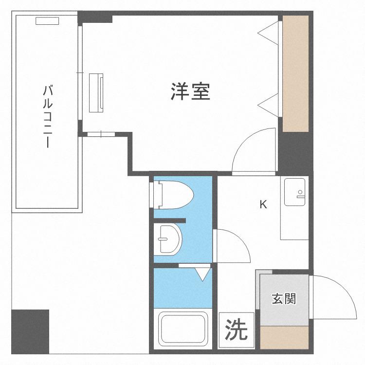 ラナップスクエア四天王寺(1K/6階)の間取り写真