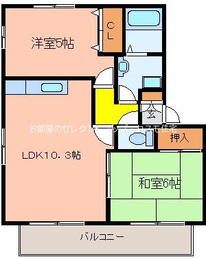 ココ・ソレジオ(2LDK/2階)の間取り写真