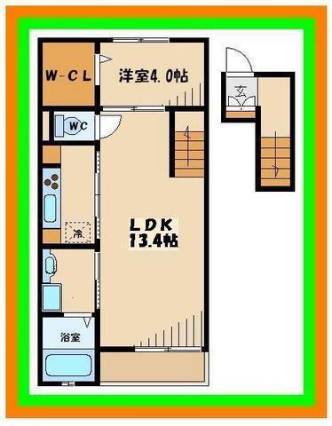 メープルコート(1LDK/4階)の間取り写真