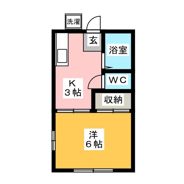 オークサイド北村(1K/1階)の間取り写真