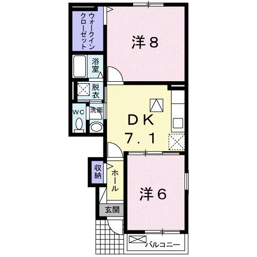 ネオコスモス(2DK/1階)の間取り写真