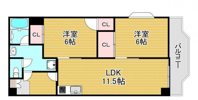 ハイツヒルトンパート2(2LDK/7階)の間取り写真