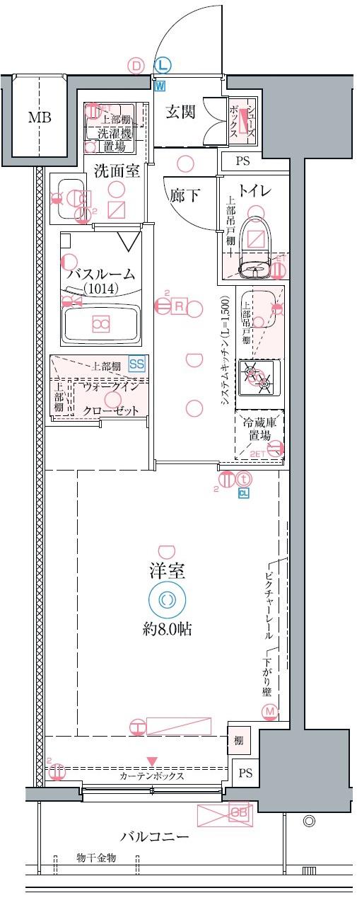 クレヴィスタ名古屋上前津(1K/2階)の間取り写真
