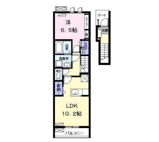 アム ベステン(1LDK/2階)の間取り写真