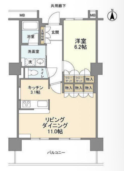 豊洲シエルタワー(1LDK/13階)の間取り写真