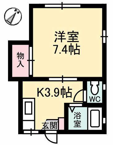 ディアスT2(1K/1階)の間取り写真