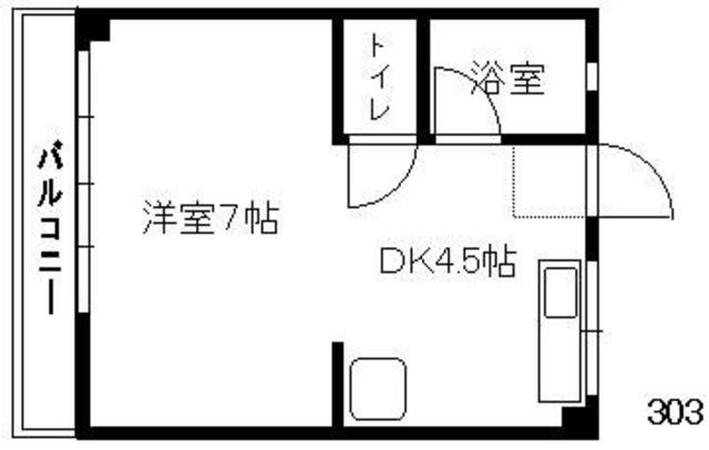 川崎ビル(1DK/3階)の間取り写真