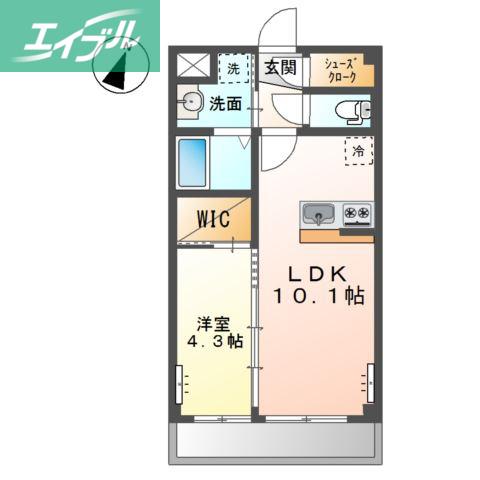 プラッツユー VII(1LDK/2階)の間取り写真