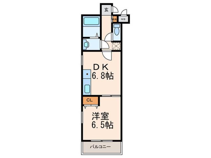 セオコート芦屋西(1DK/3階)の間取り写真