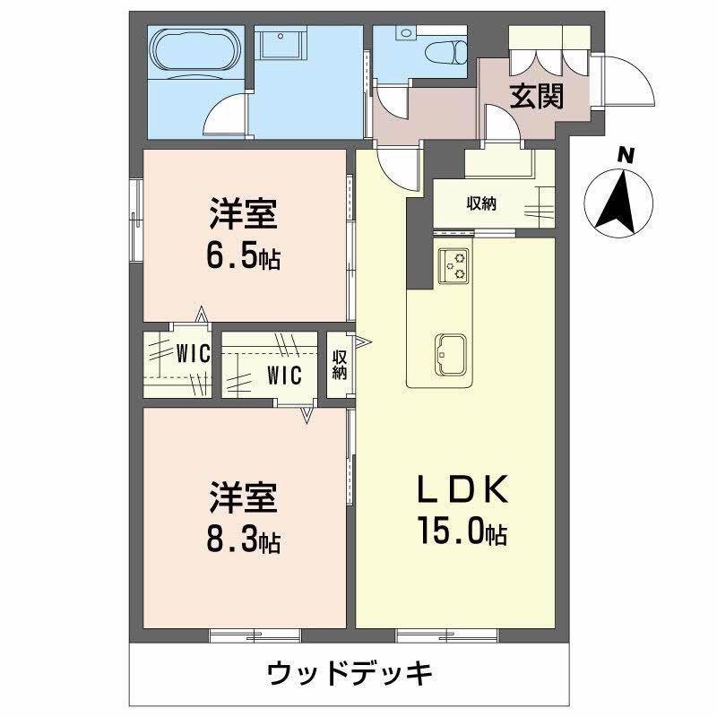 グランフレッシュ(2LDK/1階)の間取り写真