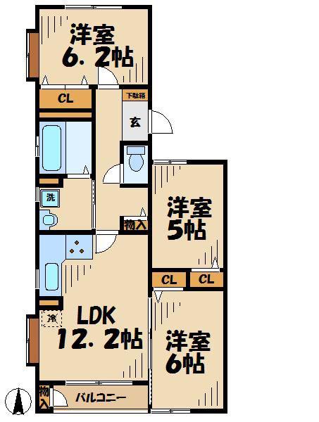 バニヤン コナ・コースト(3LDK/3階)の間取り写真
