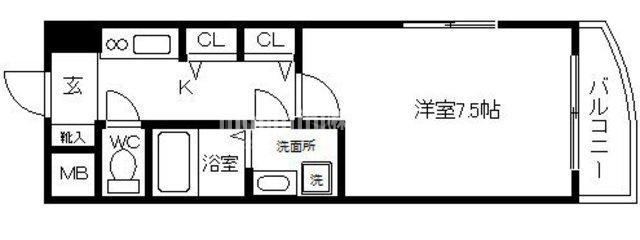 エイペックス内本町(1K/7階)の間取り写真