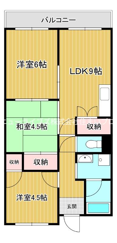 レジデンスアカイ(3LDK/4階)の間取り写真