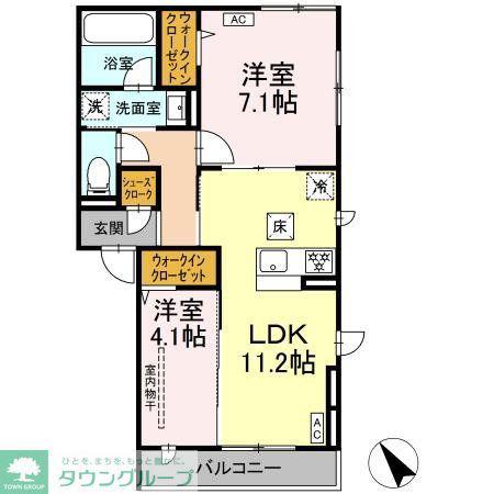 MAHALOAINA(2LDK/3階)の間取り写真