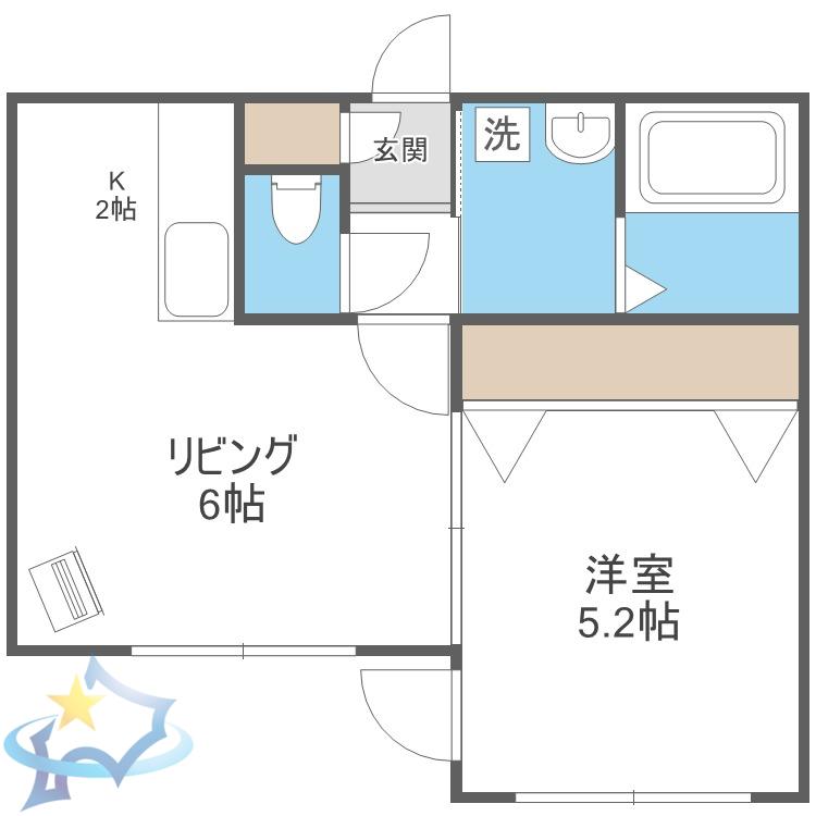 マイルーム宮の沢III(1LDK/1階)の間取り写真