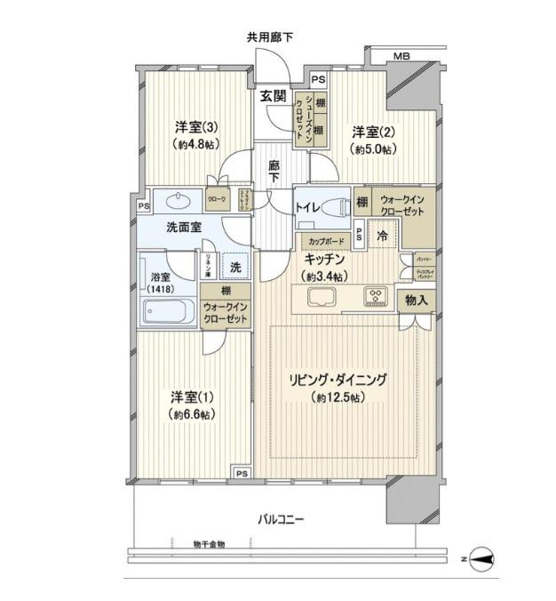 幕張ベイパーク ミッドスクエアタワー(3LDK/8階)の間取り写真