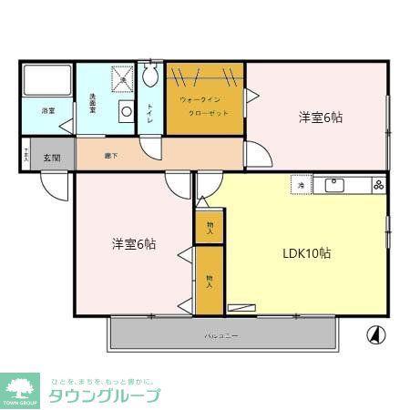 メゾンクレールC(2LDK/1階)の間取り写真