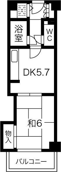 ファミールハイツ北大阪5号棟2番館(1DK/5階)の間取り写真