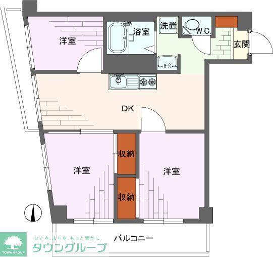 ライオンズマンション新高円寺(3DK/3階)の間取り写真