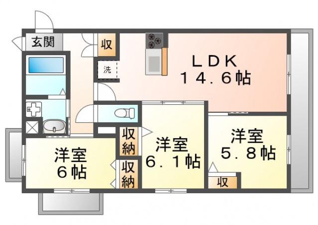 アルファステージ千里山西(3LDK/2階)の間取り写真