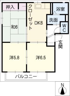 EDEL HEIM II棟(3DK/2階)の間取り写真