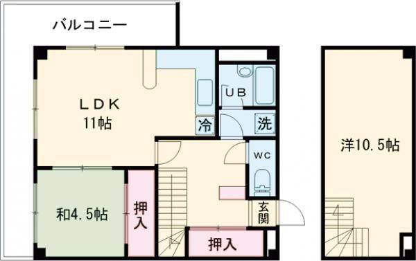 コーポ朝日(2LDK/7階)の間取り写真