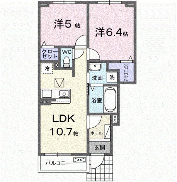 エトワールA(2LDK/1階)の間取り写真