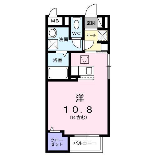 ブレーメンハウス(ワンルーム/2階)の間取り写真