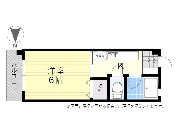 サザンブライト末広(1K/3階)の間取り写真