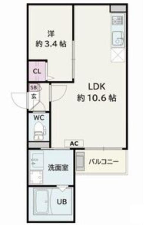JACK KITAUCHII(1LDK/2階)の間取り写真