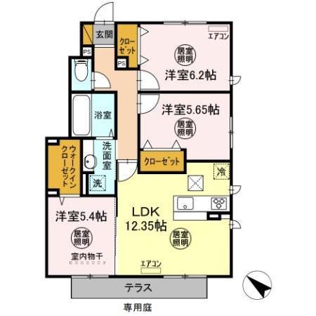 月うさぎ 参(3LDK/1階)の間取り写真