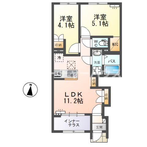 ラ・クラリエール(2LDK/1階)の間取り写真
