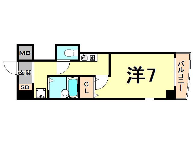 ガーデンプレイス夙川(1K/3階)の間取り写真
