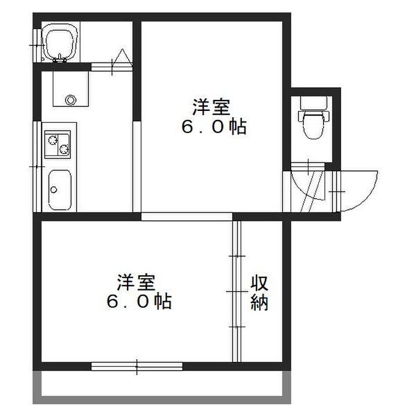 白梅マンション(2K/2階)の間取り写真