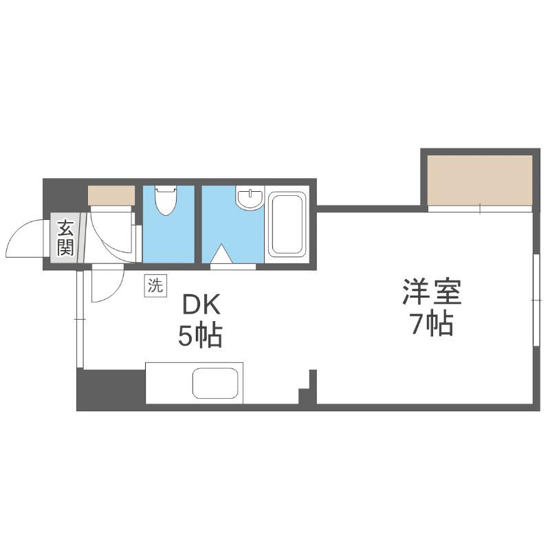 ルピナス南平岸(1DK/2階)の間取り写真