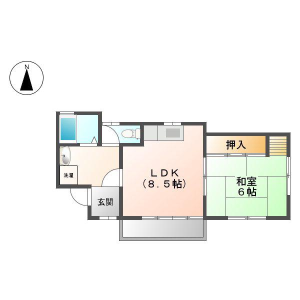 第3栗本荘(1DK/2階)の間取り写真