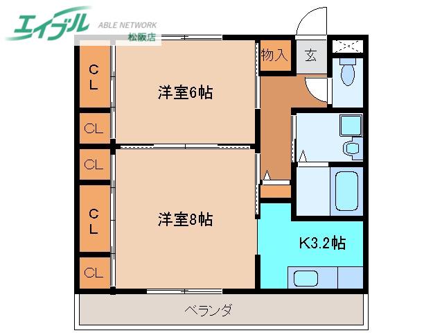 リューブリエ(1LDK/2階)の間取り写真
