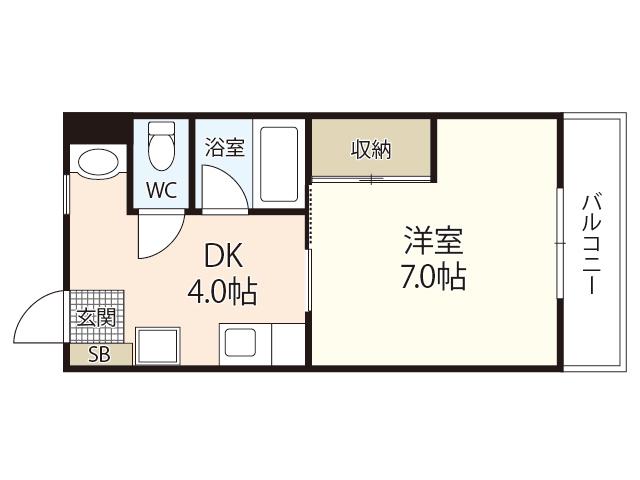 中本マンション(1DK/2階)の間取り写真