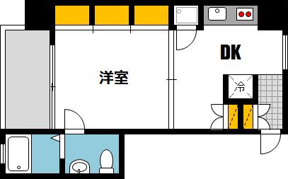 ツインクレスト(1DK/3階)の間取り写真