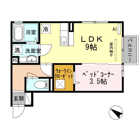 サンクアヴェニュ(1LDK/1階)の間取り写真