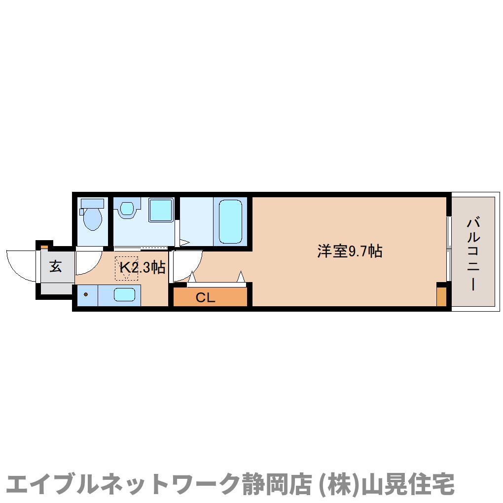 ヒカルサ静岡春日町(1K/1階)の間取り写真