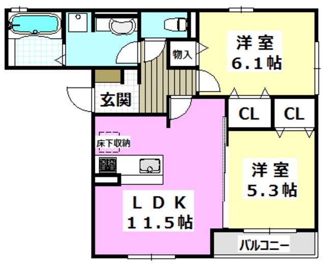 MI SOIR(2LDK/1階)の間取り写真