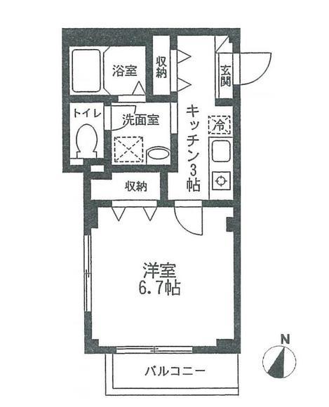 テラスド代々木II(1K/2階)の間取り写真