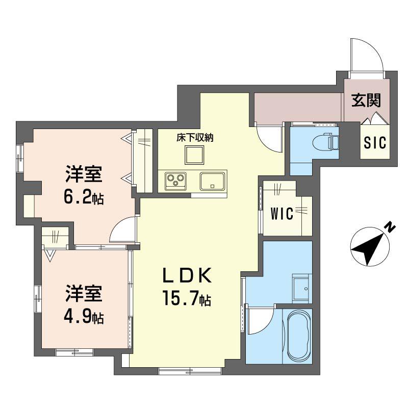 MAISON DE HINODE(2LDK/1階)の間取り写真