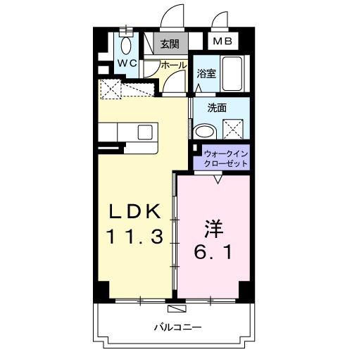 ハーモニー(1LDK/1階)の間取り写真