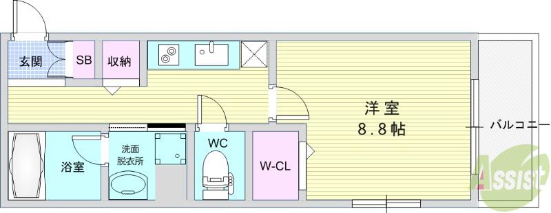 FELICE フェリーチェ(1K/2階)の間取り写真