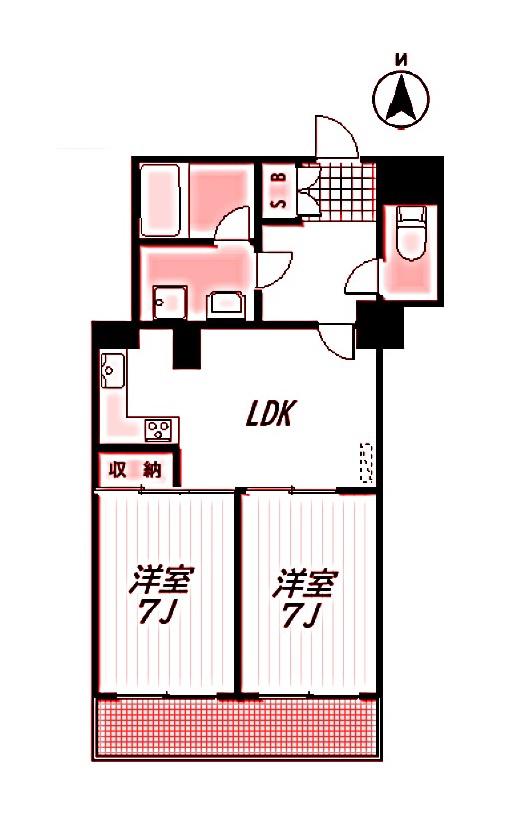 コートハイム横浜(2LDK/2階)の間取り写真