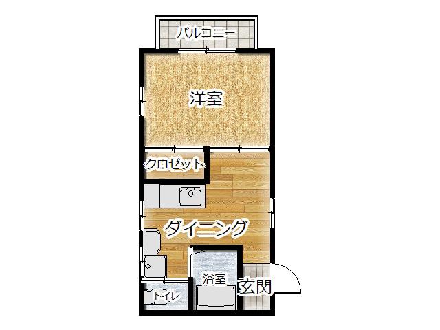 ニューライフバレイ(1DK/2階)の間取り写真