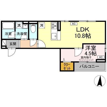 セレスティア東保木間(1LDK/3階)の間取り写真